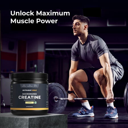 Nutrabay Gold Micronised Creatine Monohydrate - 250g | Lemon|Pre/Post Workout Supplement