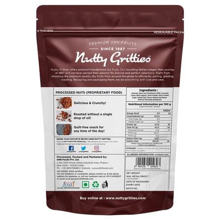 Nutty Gritties Barbeque Almonds| Dry Roasted Non Fried And Zero Oil - 200g