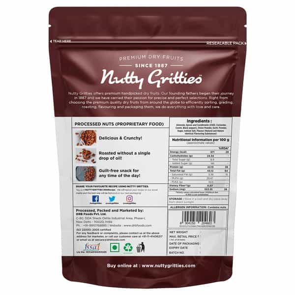 Nutty Gritties Barbeque Almonds| Dry Roasted Non Fried And Zero Oil - 200G
