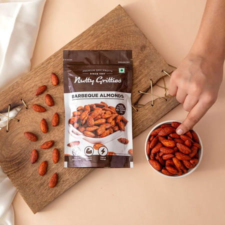 Nutty Gritties Barbeque Almonds| Dry Roasted Non Fried And Zero Oil - 200g
