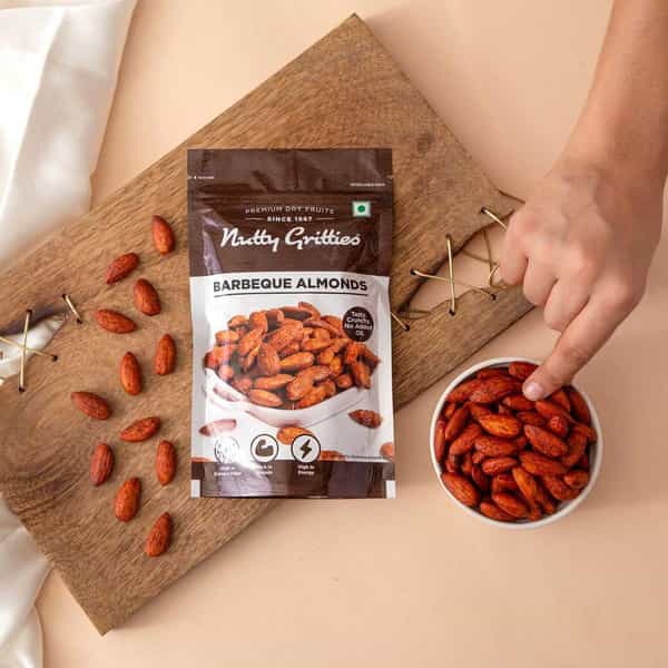 Nutty Gritties Barbeque Almonds| Dry Roasted Non Fried And Zero Oil - 200G