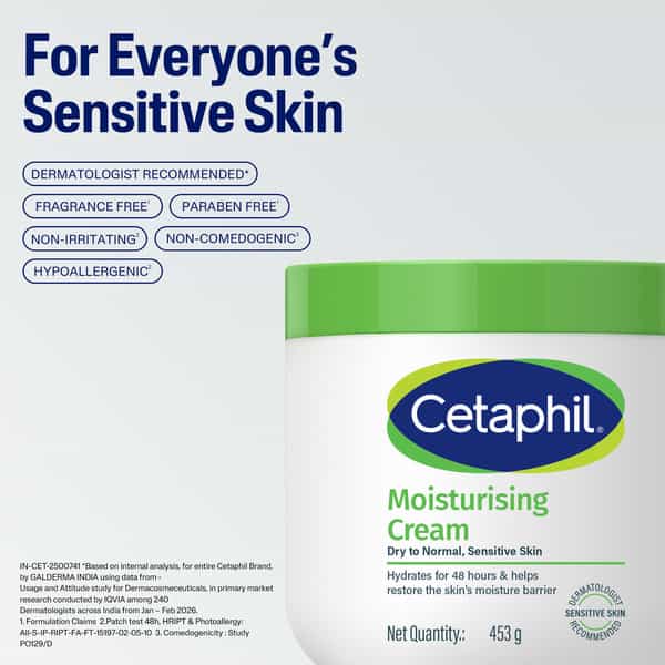 Cetaphil Moisturising Cream | Dry To Normal Sensitive Skin | 453 Gm