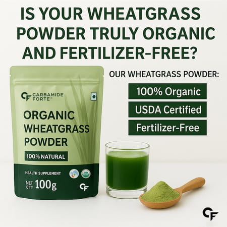 Carbamide Forte 100% Natural Organic Wheatgrass Powder | Organic Wheat Grass Juice - 100g