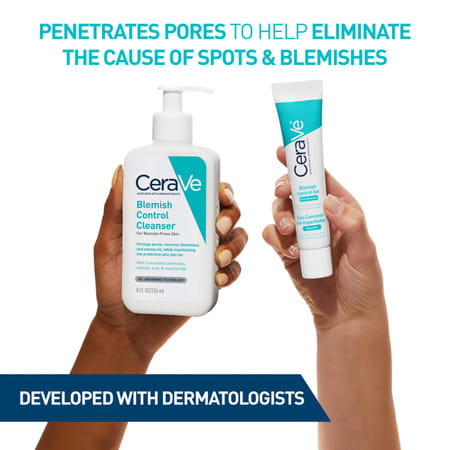 Cerave Blemish Control Gel With 2% Salicylic Acid, Aha & Niacinamide For Acne Spot Treatment 40ml