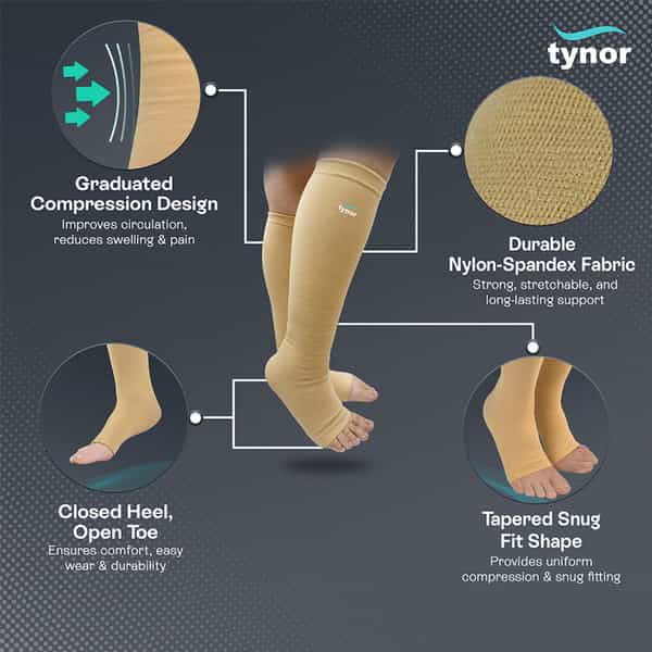 Tynor Compression Stocking Below Knee Classic Beige Xl Pack Of 2