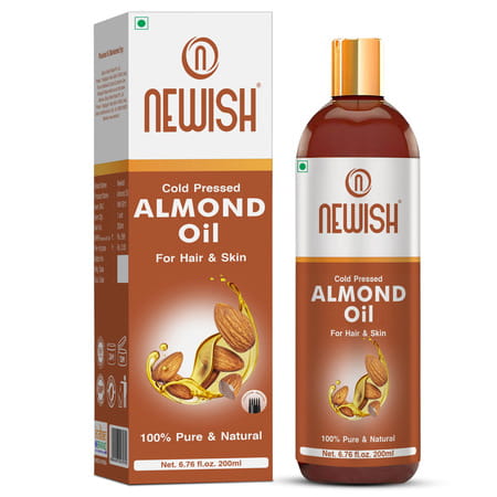 Newish Pure Cold Pressed Sweet Almond Oil For Hair And Skin 200 Ml (Pack Of 1)
