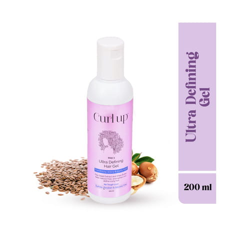 Curl Up Ultra Defining Curly Hair Gel | Strong Hold Flaxseed For Wavy & Curly Hair - 200 Ml