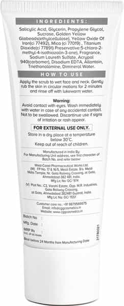 Cgg Cosmetics Detan Scrub Pigmentation Removal With 2% Salicylic Acid -50Gm