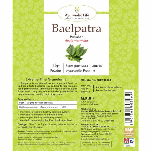 Ayurvedic Life Baelpatra Powder - 1 Kg Natural