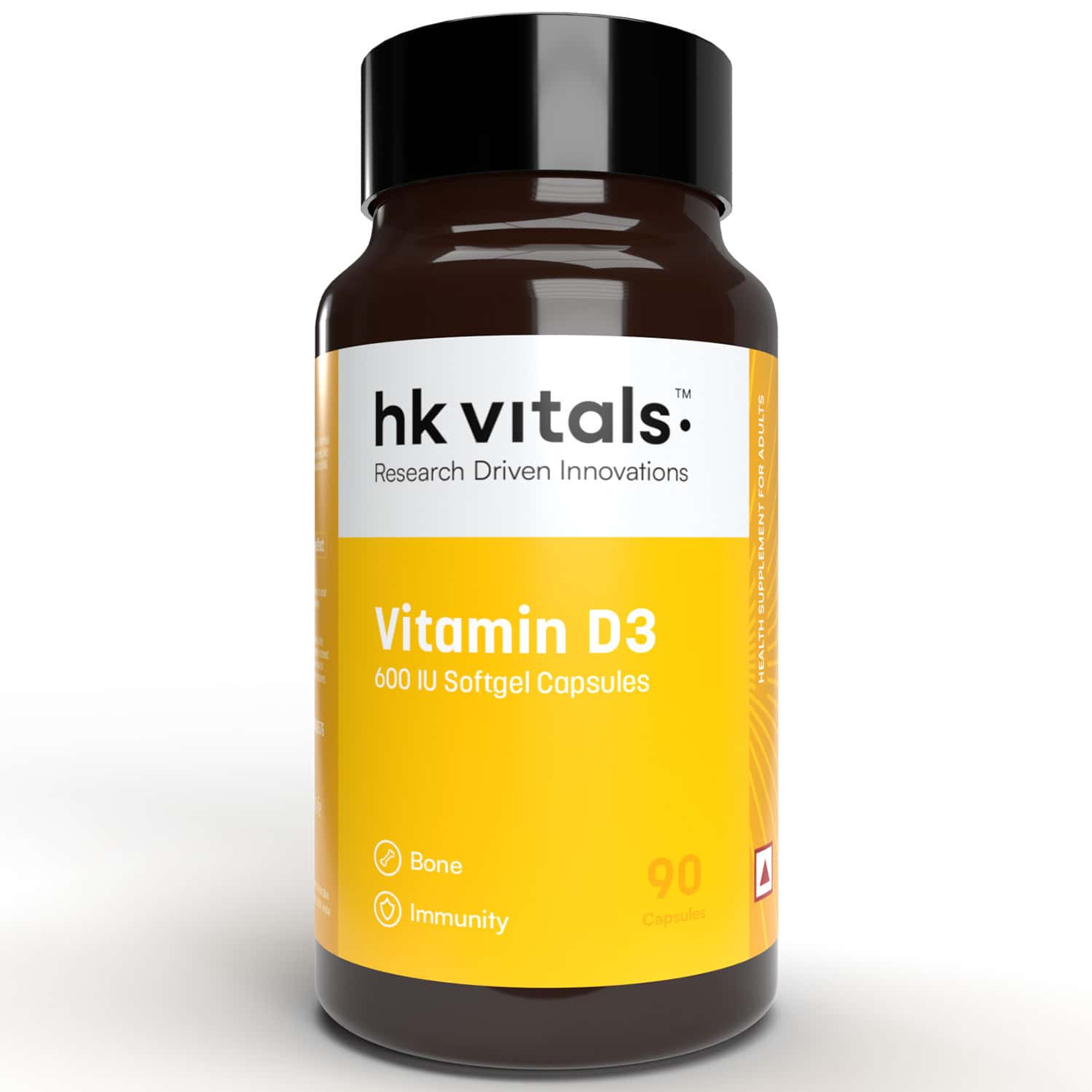 Hk Vitals Vitamin D3 (600 Iu) (90 Caps) | With Sunflower Oil | Bone & Muscle Support