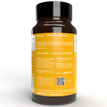 Hk Vitals Vitamin D3 (600 Iu) (90 Caps) | With Sunflower Oil | Bone & Muscle Support