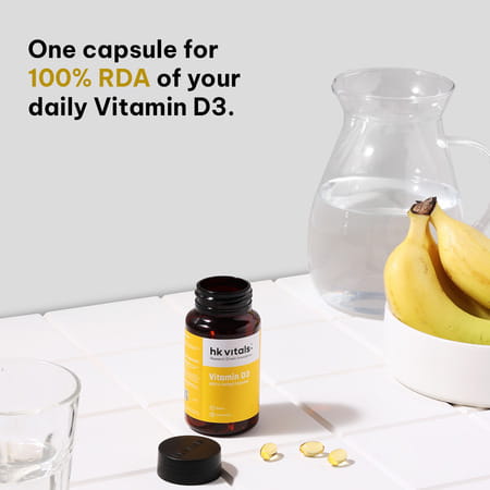 Hk Vitals Vitamin D3 (600 Iu) (90 Caps) | With Sunflower Oil | Bone & Muscle Support