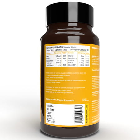 Hk Vitals Vitamin D3 (600 Iu) (90 Caps) | With Sunflower Oil | Bone & Muscle Support