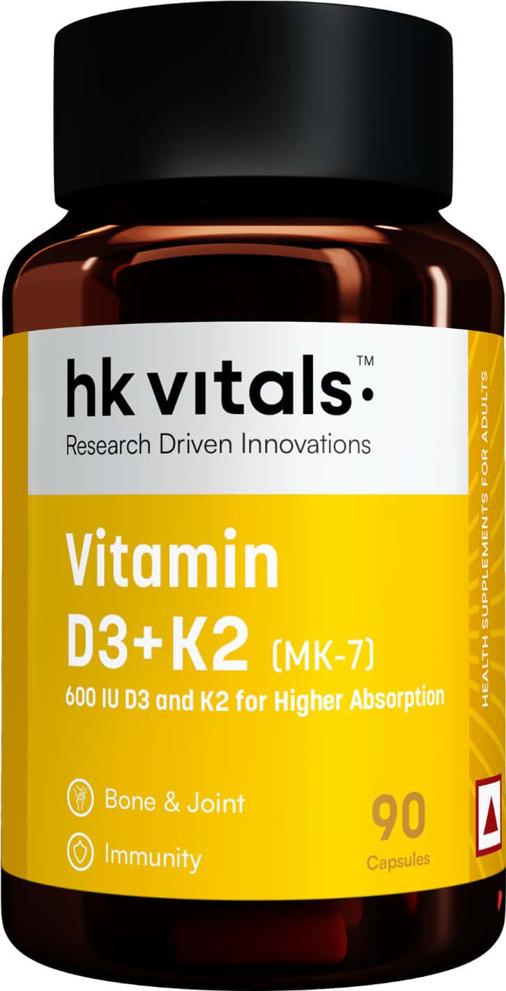 Hk Vitals Vitamin D3 + K2 (mk-7) (600 Iu) D3 And K2 For Higher Absorption (90 Capsules)