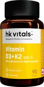 Hk Vitals Vitamin D3 + K2 (mk-7) (600 Iu) D3 And K2 For Higher Absorption (90 Capsules)