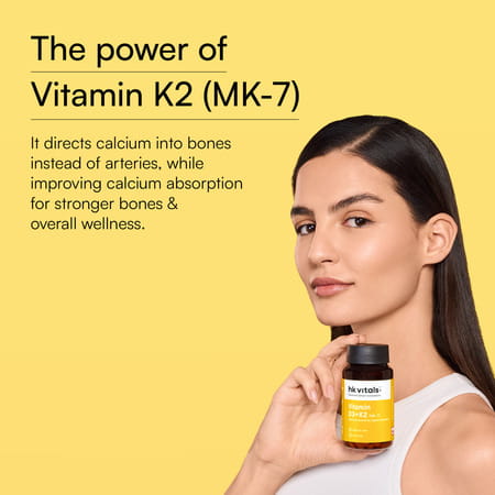 Hk Vitals Vitamin D3 + K2 (Mk-7) (600 Iu) D3 And K2 For Higher Absorption (90 Capsules)