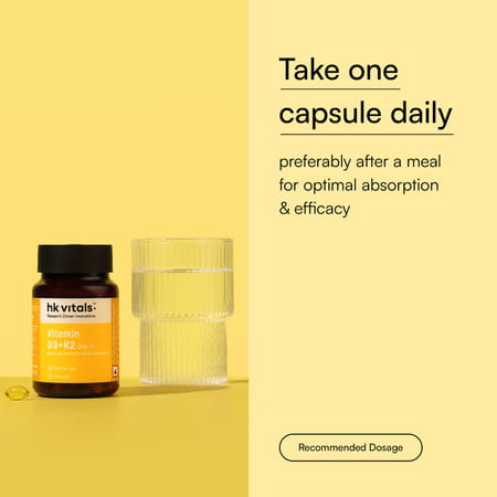 Hk Vitals Vitamin D3 + K2 (Mk-7) (600 Iu) D3 And K2 For Higher Absorption (90 Capsules)