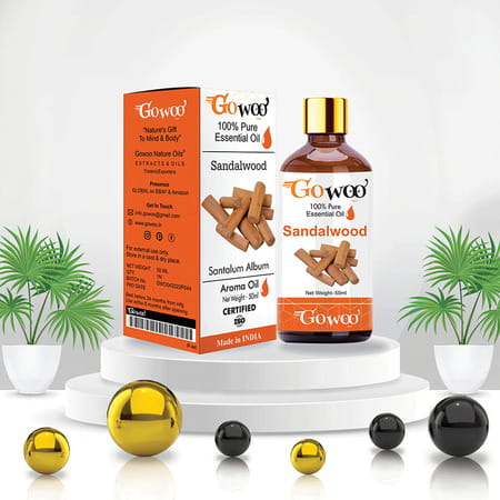 Go Woo 100% Pure Sandalwood Oil For Skin & Face Best Therapeutic Grade For Aromatherapy 50 Ml