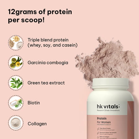 Hk Vitals Protein For Women With Triple Blend Protein (Chocolate | 1kg / 2.2lbs) | Collagen