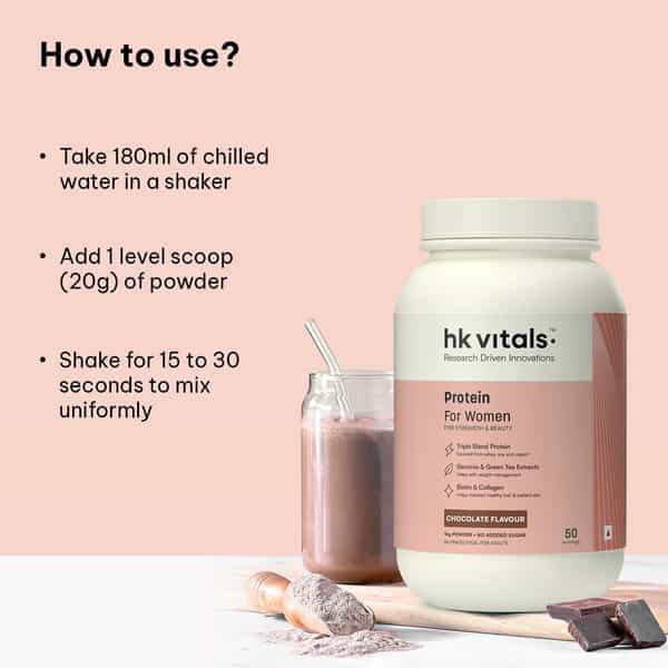 Hk Vitals Protein For Women With Triple Blend Protein (Chocolate | 1Kg / 2.2Lbs) | Collagen
