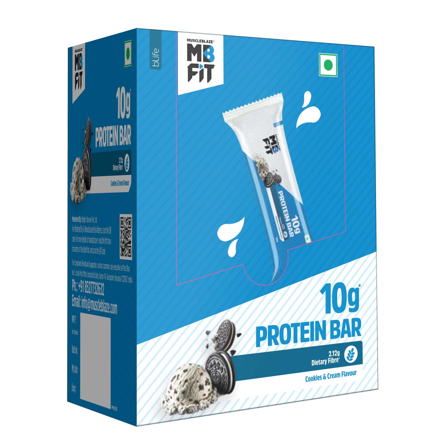 Muscleblaze 10g Protein Bar (cookies & Cream | Pack Of 6) | Protein Blend