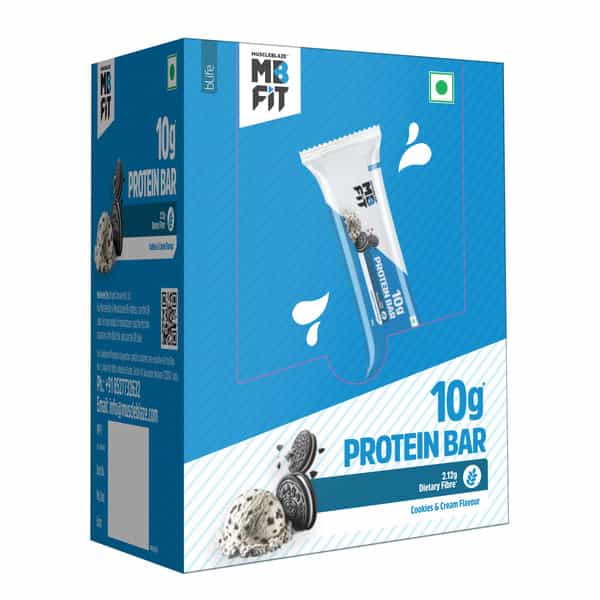 Muscleblaze 10G Protein Bar (Cookies & Cream | Pack Of 6) | Protein Blend