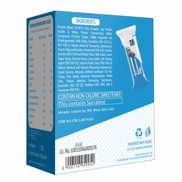 Muscleblaze 10G Protein Bar (Cookies & Cream | Pack Of 6) | Protein Blend