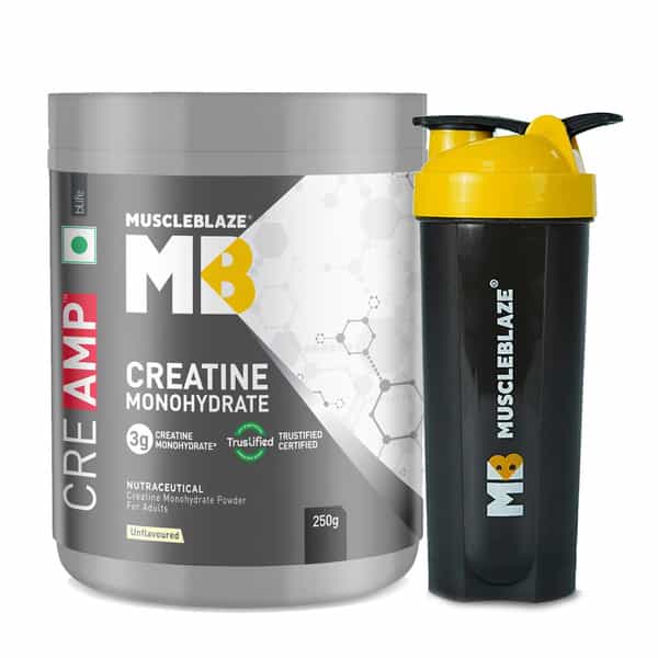 Muscleblaze Creatine Monohydrate Creamp With Creabsorb (250 G | Unflavoured) With Shaker | 650Ml