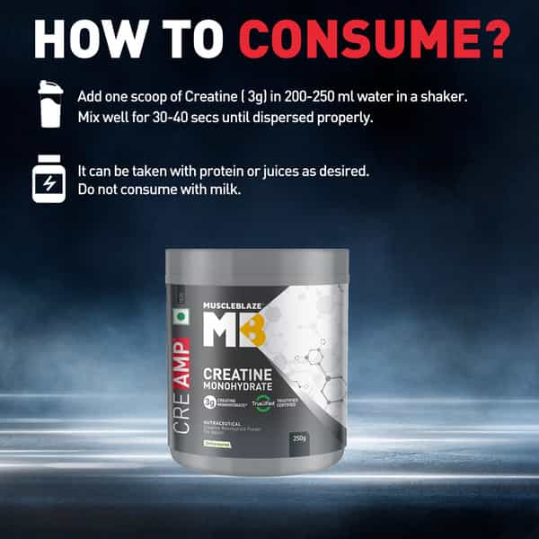 Muscleblaze Creatine Monohydrate Creamp With Creabsorb (250 G | Unflavoured) With Shaker | 650Ml