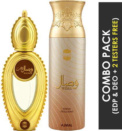 Ajmal Wisal Dhahab Eau De Parfum 50ml Perfume For Men And Wisal Deodorant 200ml For Women