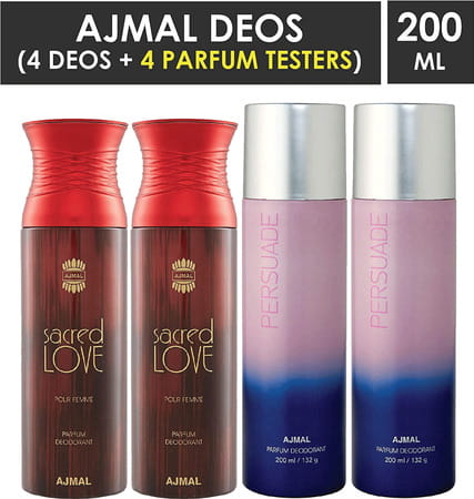 Ajmal 2 Sacred Love For Women And 2 Persuade For Men & Women Deodorants Each 200ml Combo Pack Of 4