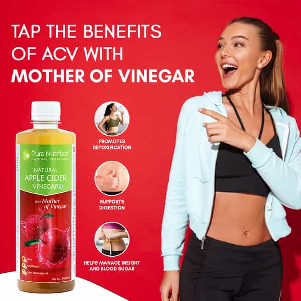Pure Nutrition Raw Apple Cider Vinegar With Mother For Metabolic Weight Loss - 500Ml