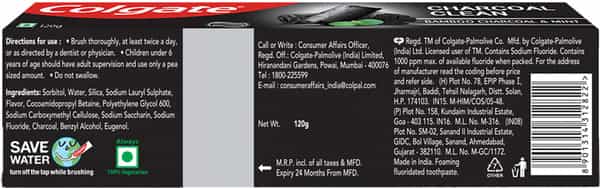 Colgate Charcoal Clean Toothpaste Bamboo Charcoal And Mint (Black Gel) 120Gm