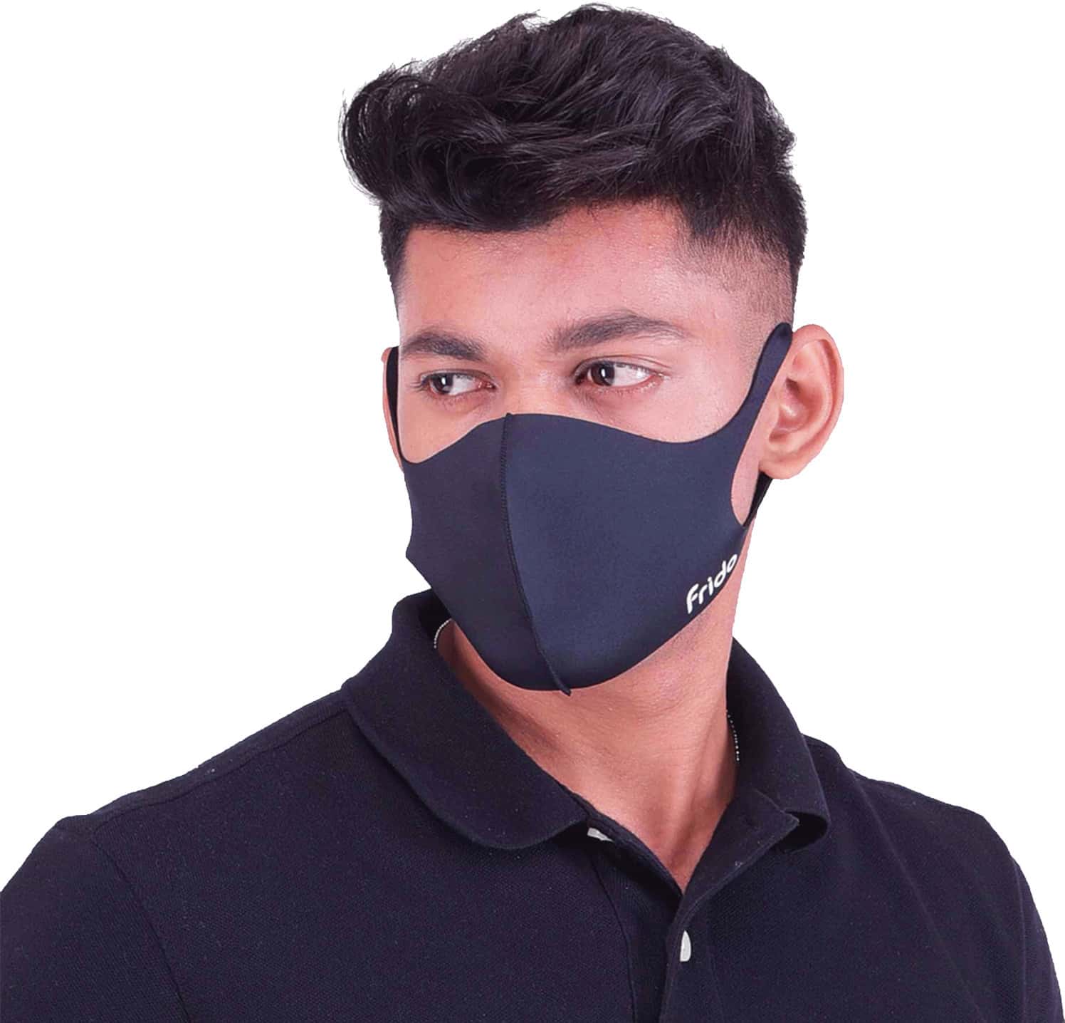 Frido Ultra Comfortable Midnight Black Unisex Face Mask|Silver+ Washable Medium Size Pack Of 1