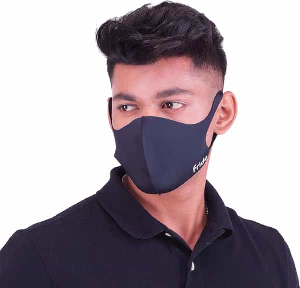 Frido Ultra Comfortable Midnight Black Unisex Face Mask|Silver+ Washable Medium Size Pack Of 1