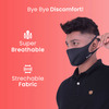 Frido Ultra Comfortable Midnight Black Unisex Face Mask|Silver+ Washable Medium Size Pack Of 1