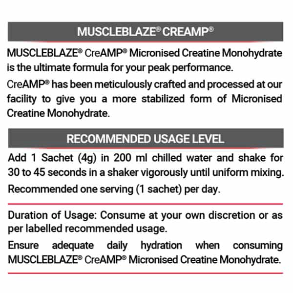 Muscleblaze Micronised Creatine Monohydrate Creamp Powder | Juicy Berries | 7 Sachets (4G Each)