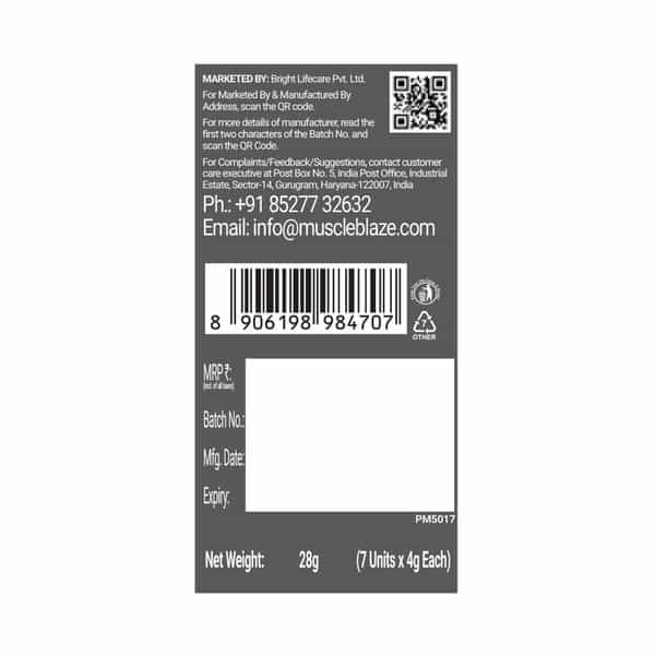 Muscleblaze Micronised Creatine Monohydrate Creamp Powder | Juicy Berries | 7 Sachets (4G Each)
