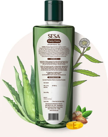 Sesa Daily Care Light Ayurvedic Oil - Aloe Vera Vitamin E & 6 Ayurvedic Herbs - 200 Ml