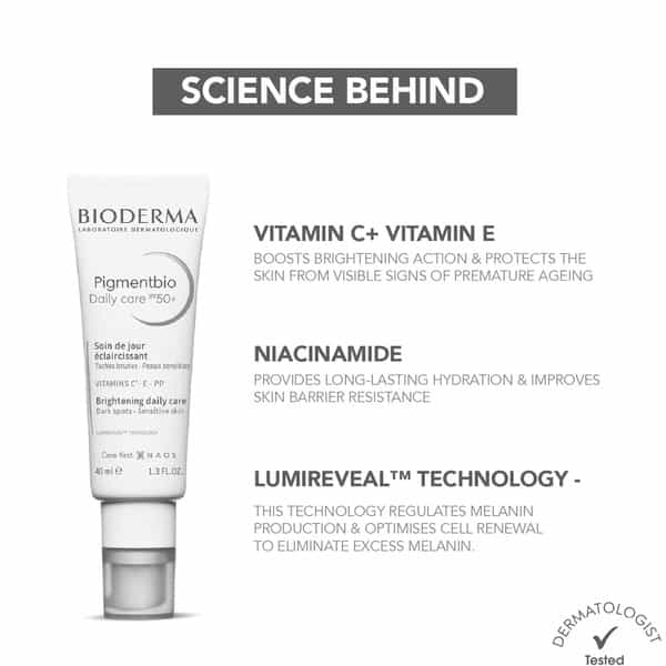 Bioderma Pigmentbio Daily Care Spf 50+ Brightening Cream For Dark Spots | Tube Of 40 Ml