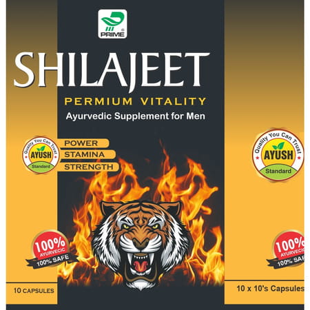 Prime Shilajit Capsules | Ayurvedic Supplement For Vitality Strength & Stamina 100 No'S