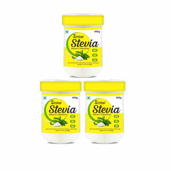 Zindagi Stevia Powder|Natural Spoonable White Powder Extract |Sugar-Free|400Gm|Pack Of 3