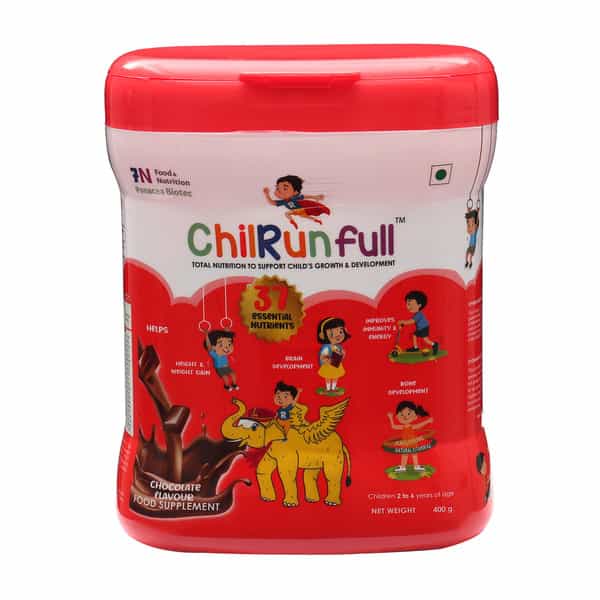 Chilrunfull Chocolate Flavour Total Nutrition To Support Childs Growth & Devlopment Jar Of 400Gm
