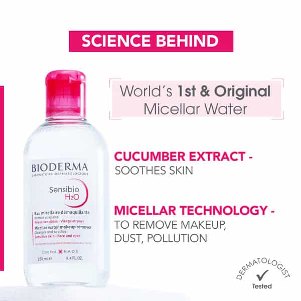 Bioderma Sensibio H2o | Makeup Removing Micellar Cleansing Solution | For Sensitive Skin | 100 Ml