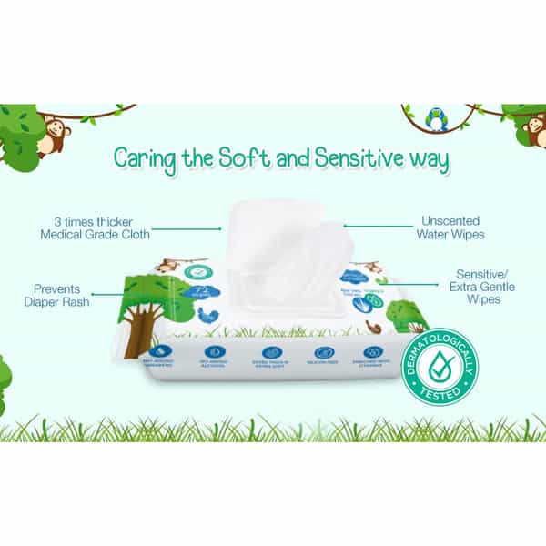 Arokleen Pure Water Cleansing Baby Wipes With Aloe Vera And Vitamin E 72 Wipes/ Pack ( Pack Of 1 ) 