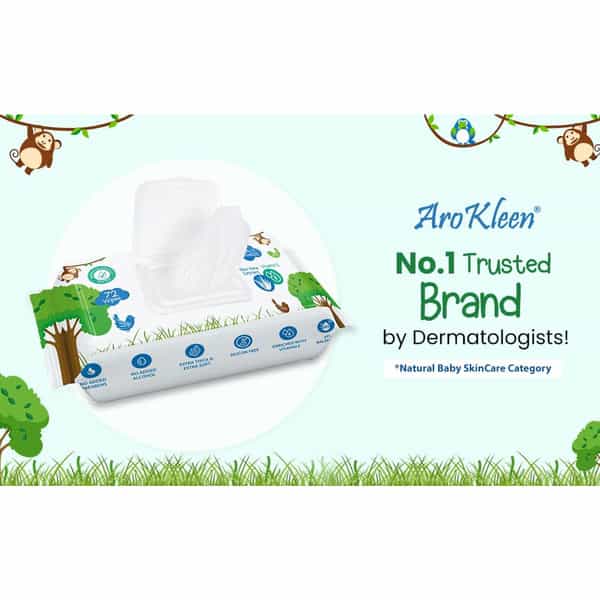 Arokleen Pure Water Cleansing Baby Wipes With Aloe Vera And Vitamin E 72 Wipes/ Pack ( Pack Of 1 ) 