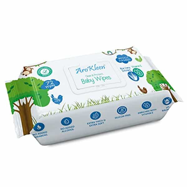 Arokleen Pure Water Cleansing Baby Wipes With Aloe Vera And Vitamin E 72 Wipes/ Pack ( Pack Of 1 ) 