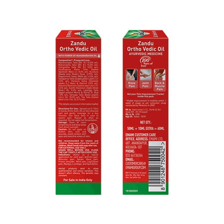 Zandu Ortho Vedic Oil - 50 Ml+10Ml