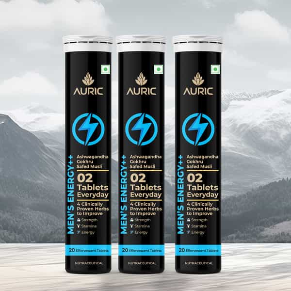Auric Men's Energy++ 80 Tablets | Helps Improve Vitality | Stamina & Strength | Research-Backed