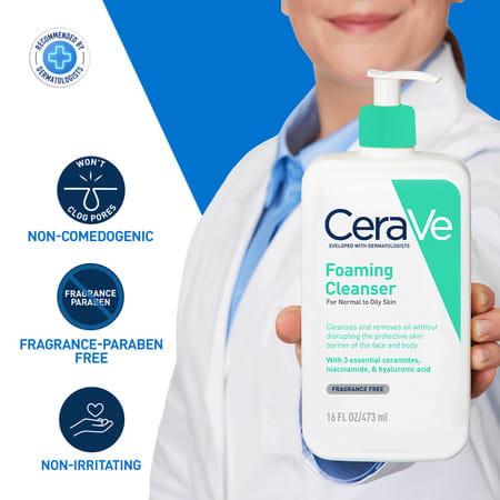 Cerave Foaming Daily Gel Cleanser For Normal To Oily Skin -473ml